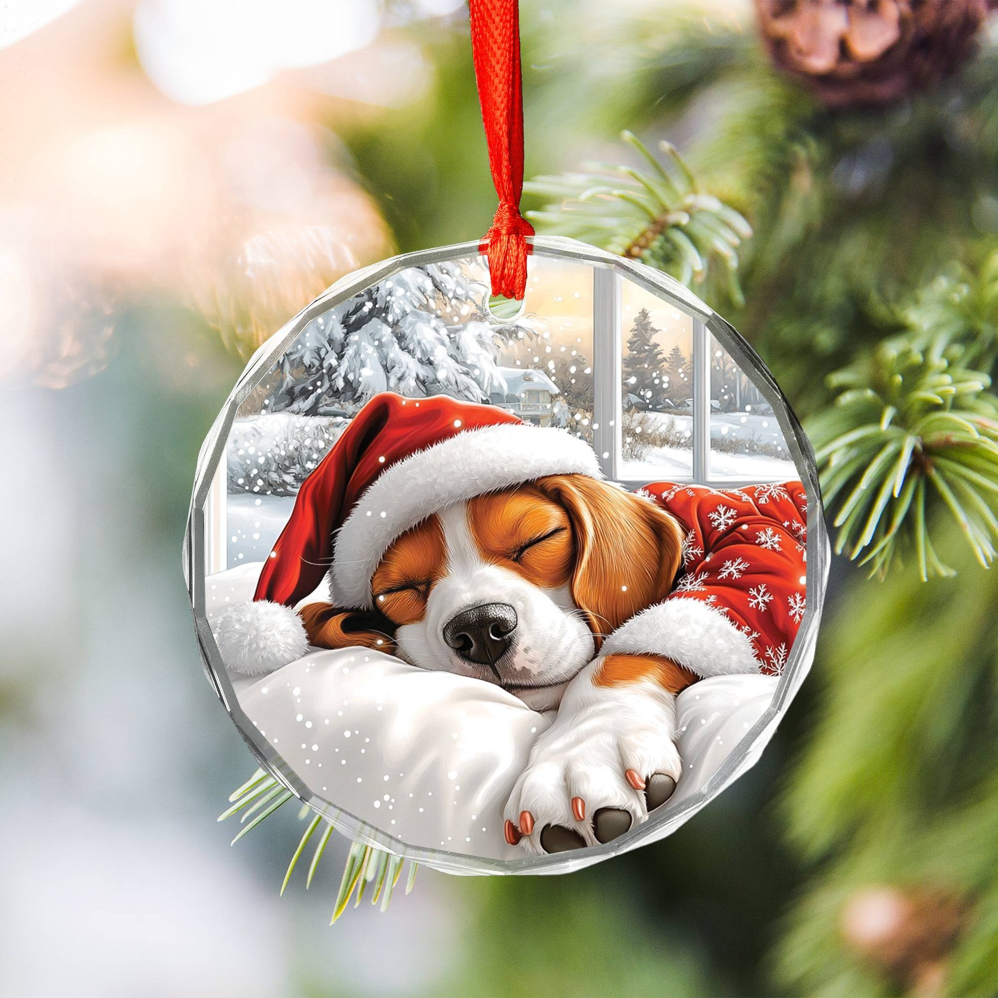 Basset Hound Dog Sleeping In Bed Design 1
