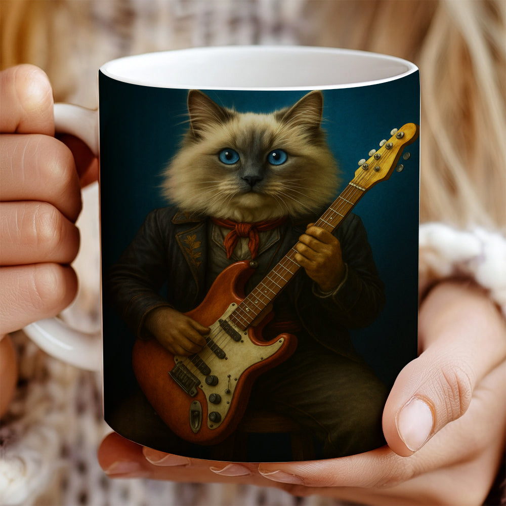 Custom Photo Cat Rock n Roll Mug Gift For Cat Lovers