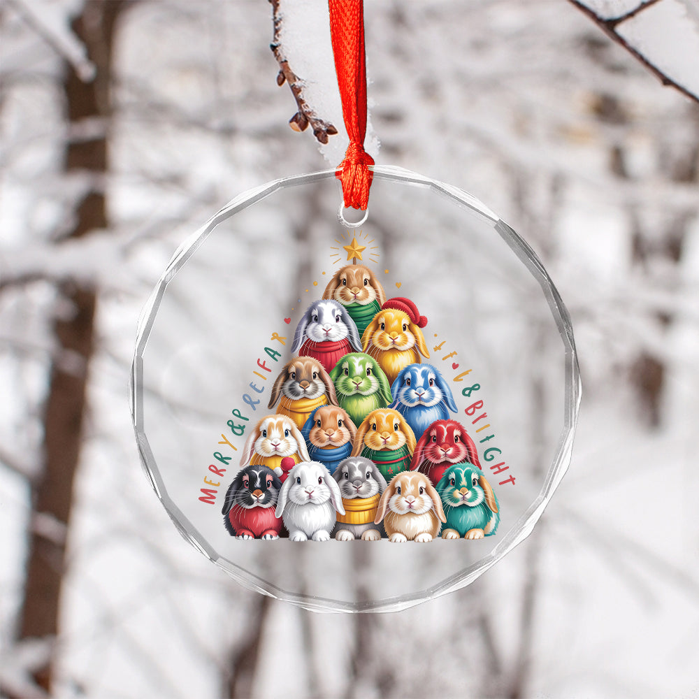Bunny Xmas Glass Ornament2