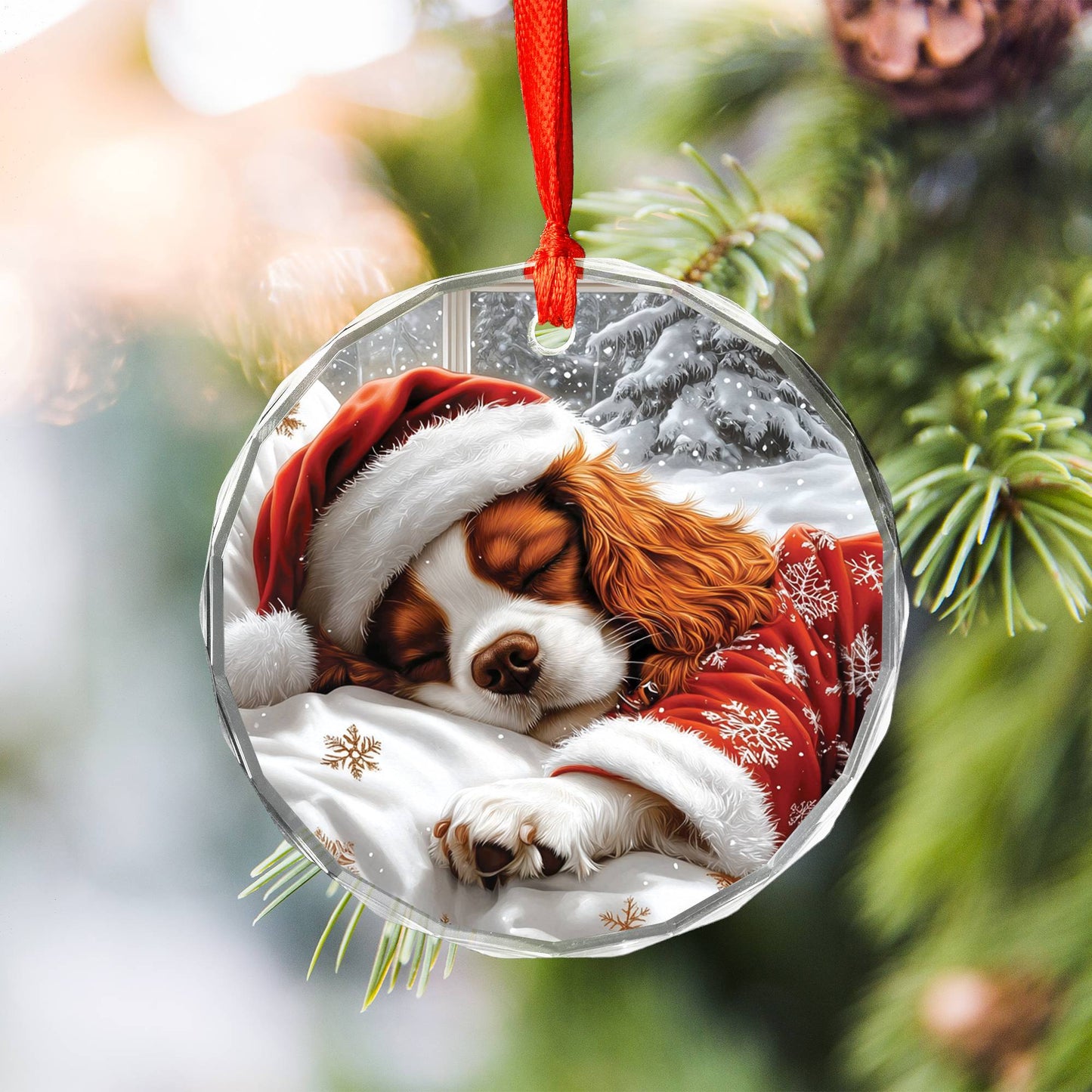 Cavalier King Charles Spaniel Dog Sleeping In Bed Design 2