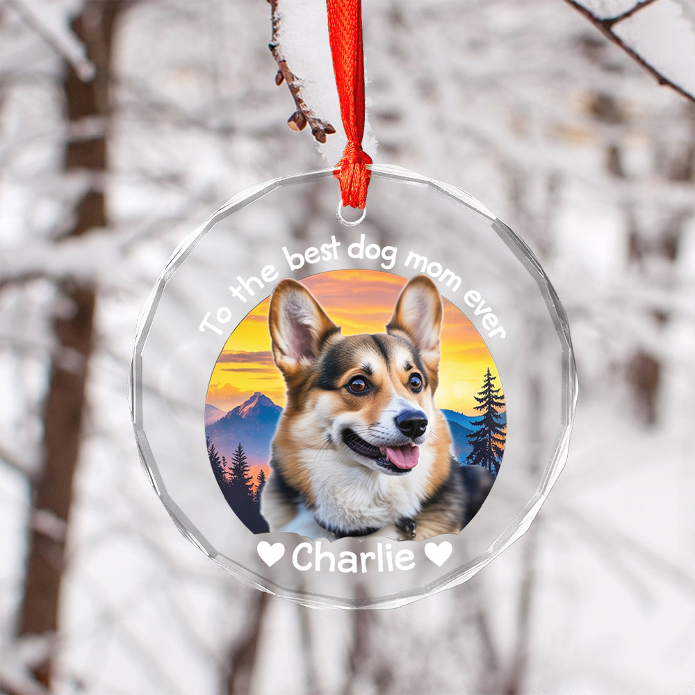 Custom Photo To the Best Pet Parent Ever – Round Glass Ornament