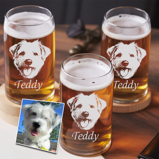 Custom Photo Dog Beer Glasses | Personalized Dog Photo Beer Can Glasses | Custom Pet Gift TNNGL28