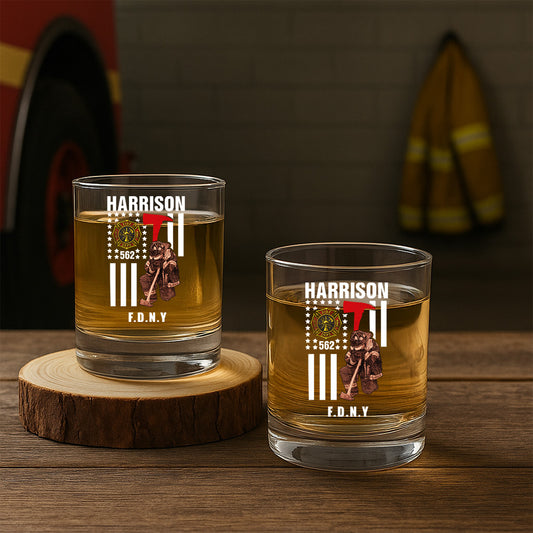 Personalized Gift For Firefighter Thin Red Line Decanter Set, Gift For Fireman, First Responder Gift TNN053
