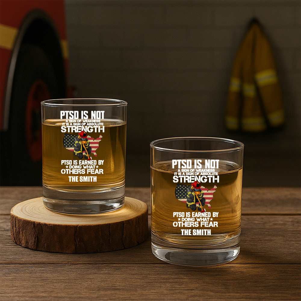 Personalized PTSD Is NOt A Sign Of Weakness Decanter, Gift For Fireman Decanter With Whiskey Glasses Set, First Responder Gift TNN027