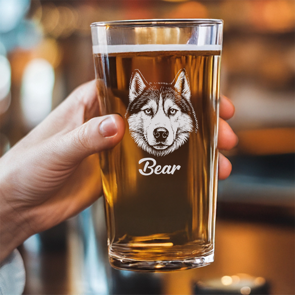 Custom Dog Photo Beer Glasses | Personalized Pint Glass with Your Dog's Photo | Gift for Pet Owners TNNGL21