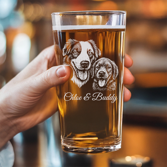 Custom Photo Dog Beer Glasses Using Pet Photo | Custom Pet Pint Glasses | Personalized Dog Photo On Glass TNNGL24