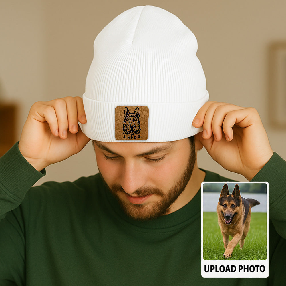 Personalized Dog Photo Beanie – Custom Pet Face Winter Hat, Warm Knit Beanie for Dog Moms and Dog Dads TH99B02