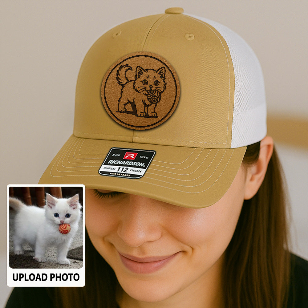 Custom Cat Photo Trucker Hat | Personalized Cat Photo Hat for Cat Owners | Gift For Cat Lovers TNGANSP036