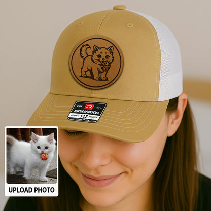 Custom Cat Photo Trucker Hat | Personalized Cat Photo Hat for Cat Owners | Gift For Cat Lovers TNGANSP036