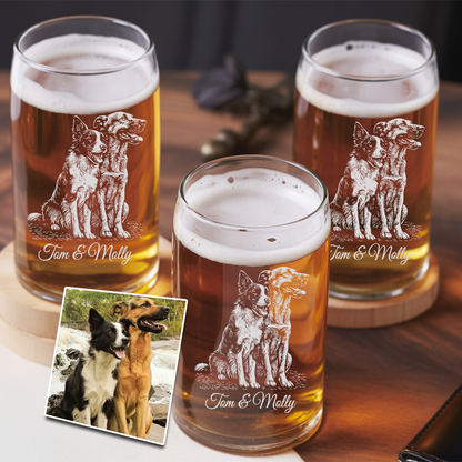 Custom Photo Pet Beer Glasses | Personalized Pet Beer Can Glasses | Gift For Pet Lover TNNGL33