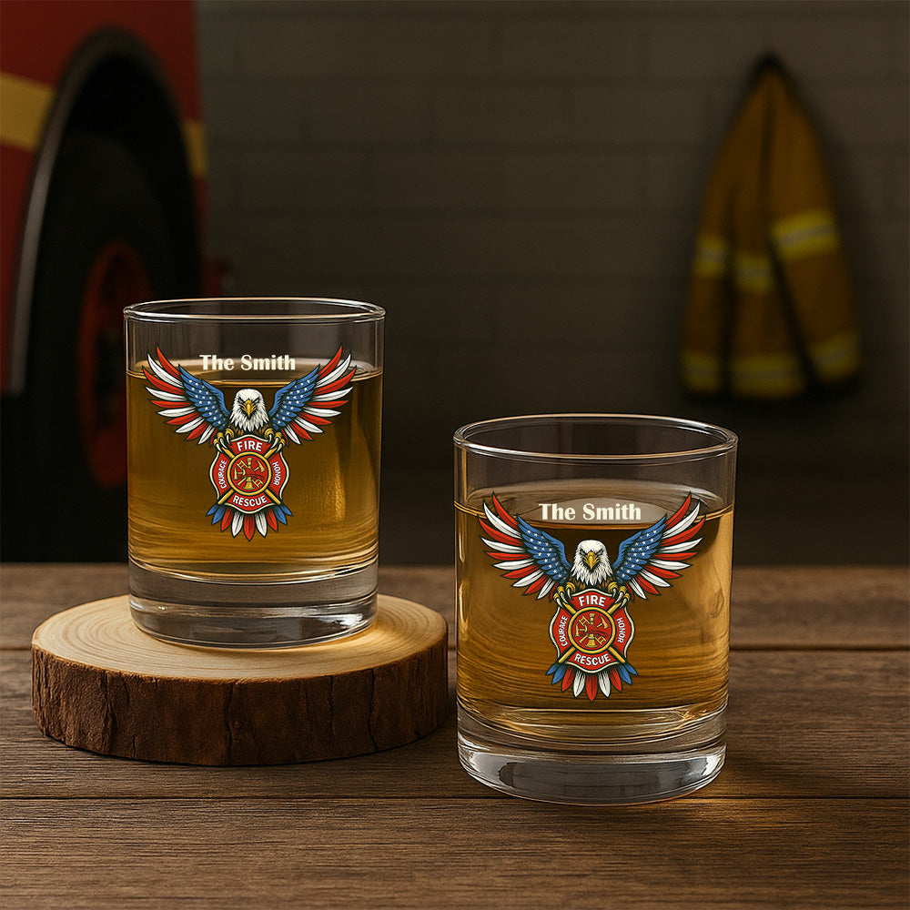 Personalized American Eagle Firefighter Decanter Set, Gift For Fireman, First Responder Gift TNN040