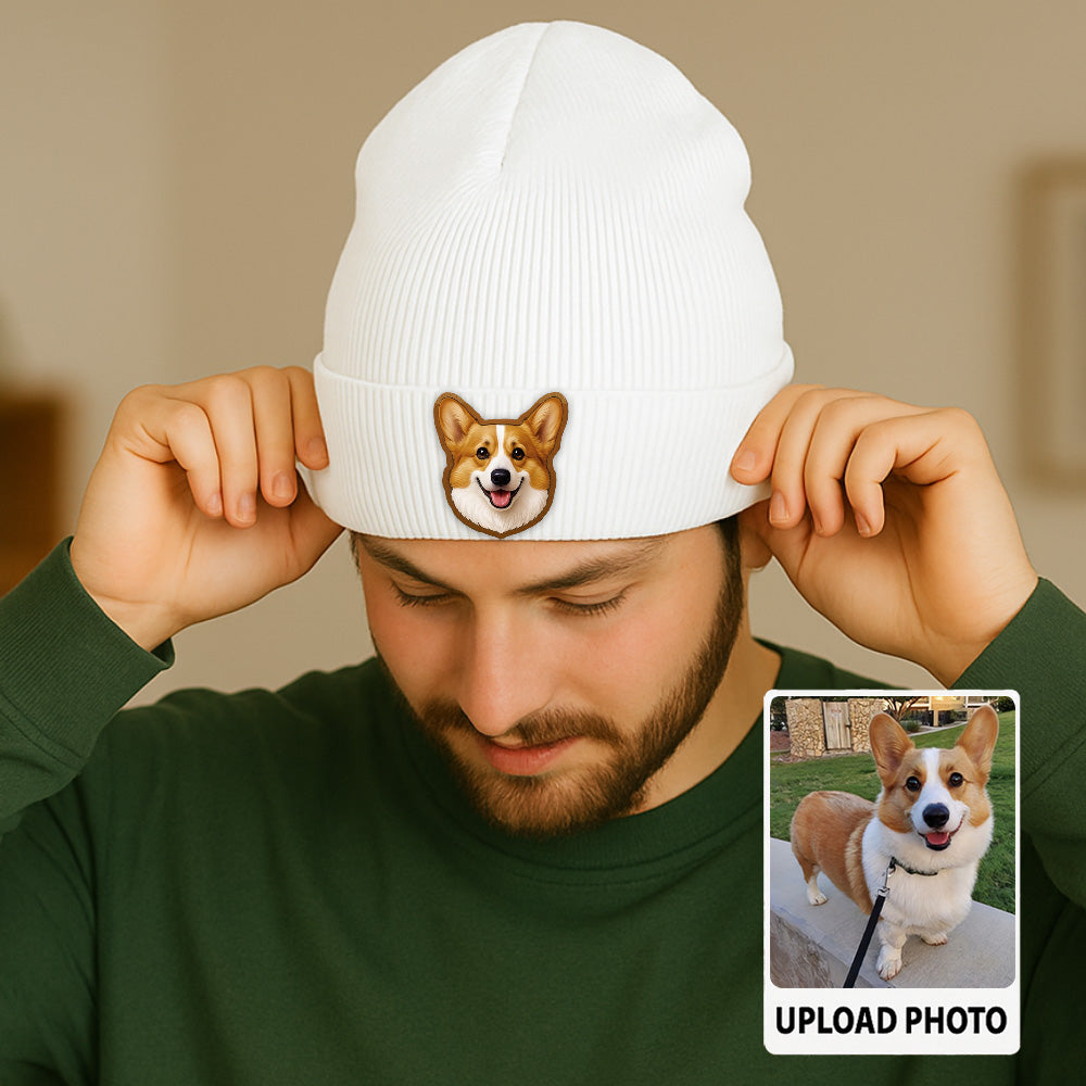 Personalized Dog Face Beanie – Custom Pet Photo Winter Hat, Perfect Cozy Gift for Dog Owners TH99B18