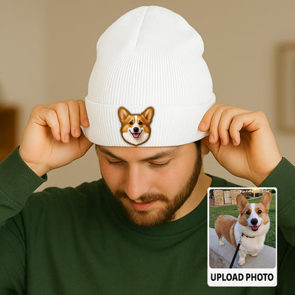 Personalized Dog Face Beanie – Custom Pet Photo Winter Hat, Perfect Cozy Gift for Dog Owners TH99B18