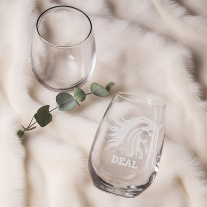 Custom Photo Horse Stemless Wine Glass | Personalized Pet Photo Stemless Wine Glass | Gift For Pet Owners TNNGL50