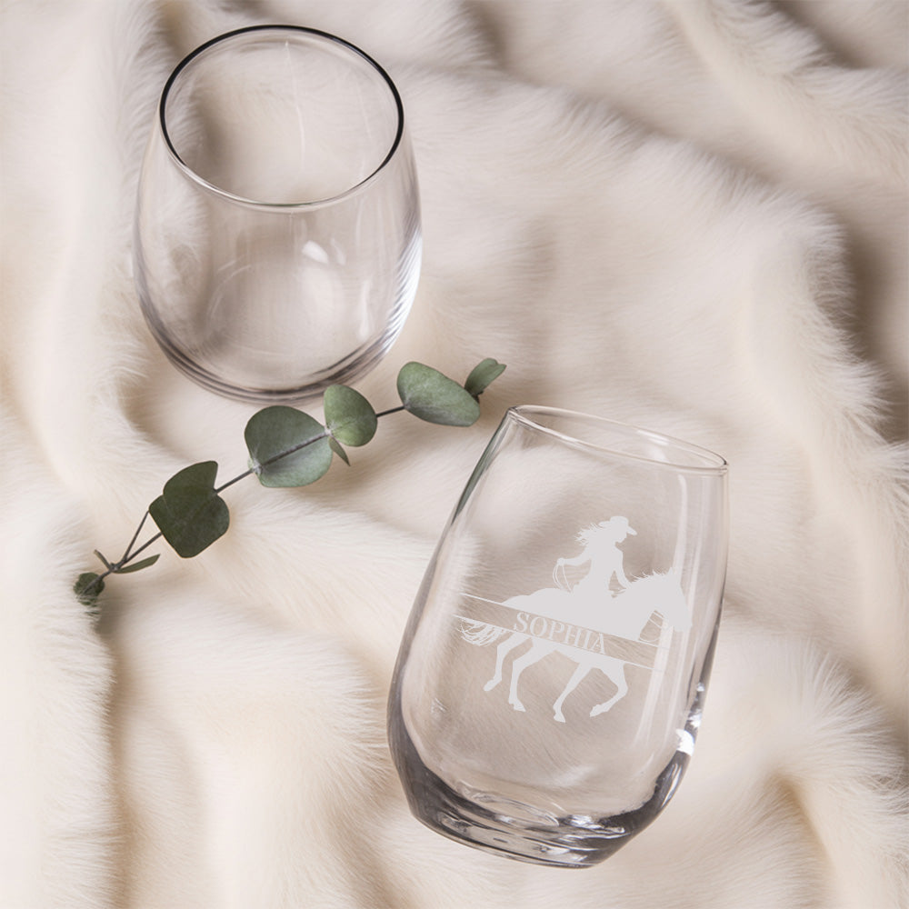 Custom Photo Horse Stemless Wine Glass | Personalized Pet Photo Stemless Wine Glass | Gift For Pet Owners TNNGL56