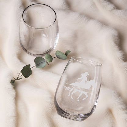 Custom Photo Horse Stemless Wine Glass | Personalized Pet Photo Stemless Wine Glass | Gift For Pet Owners TNNGL56