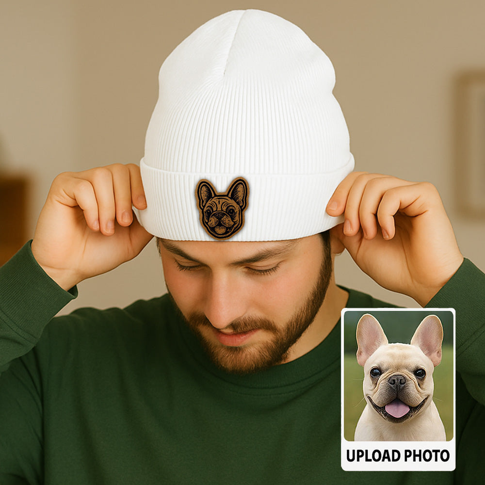 Custom Pet Photo Beanie Hat – Personalized Knit Hat with Dog or Cat Picture, Perfect Gift for Animal Lovers TH99B03