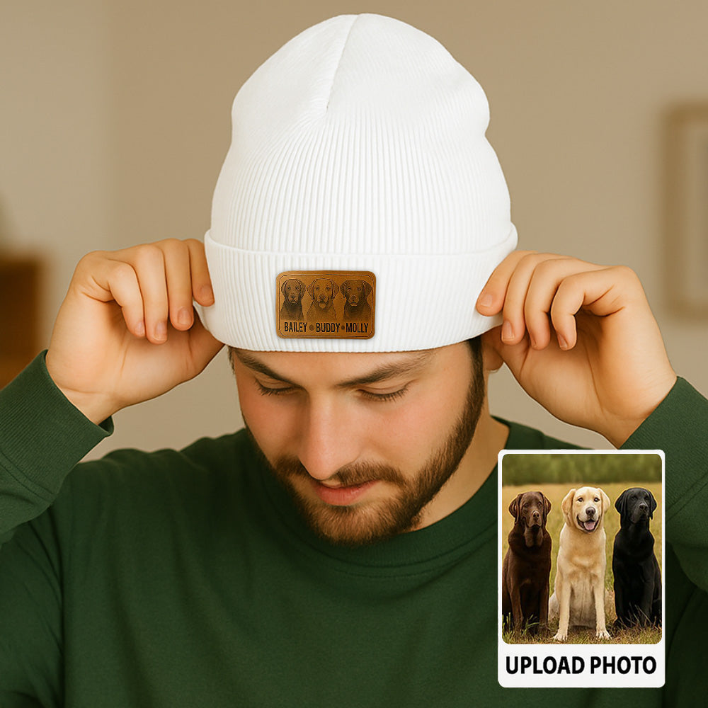 Custom Dog Photo Knit Beanie – Personalized Pet Winter Hat, Warm Gift for Dog Moms & Dads TH99B08