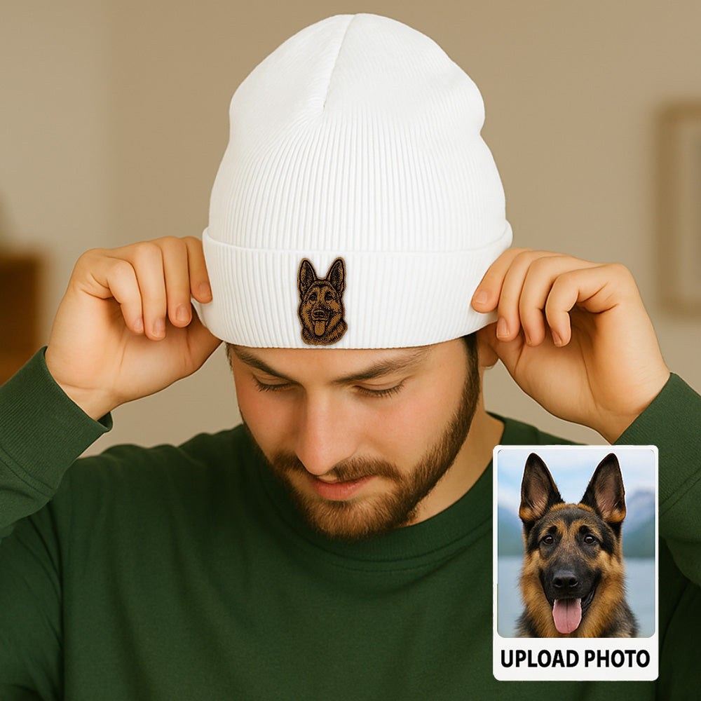 Personalized Dog Beanie Hat – Custom Pet Face Winter Knit Hat, Cute Gift for Dog Owners TH99B07