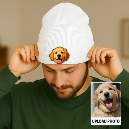 Custom Dog Photo Beanie Hat – Personalized Beanie with Pet Face, Cute Dog Mom & Dad Gift TH99B13