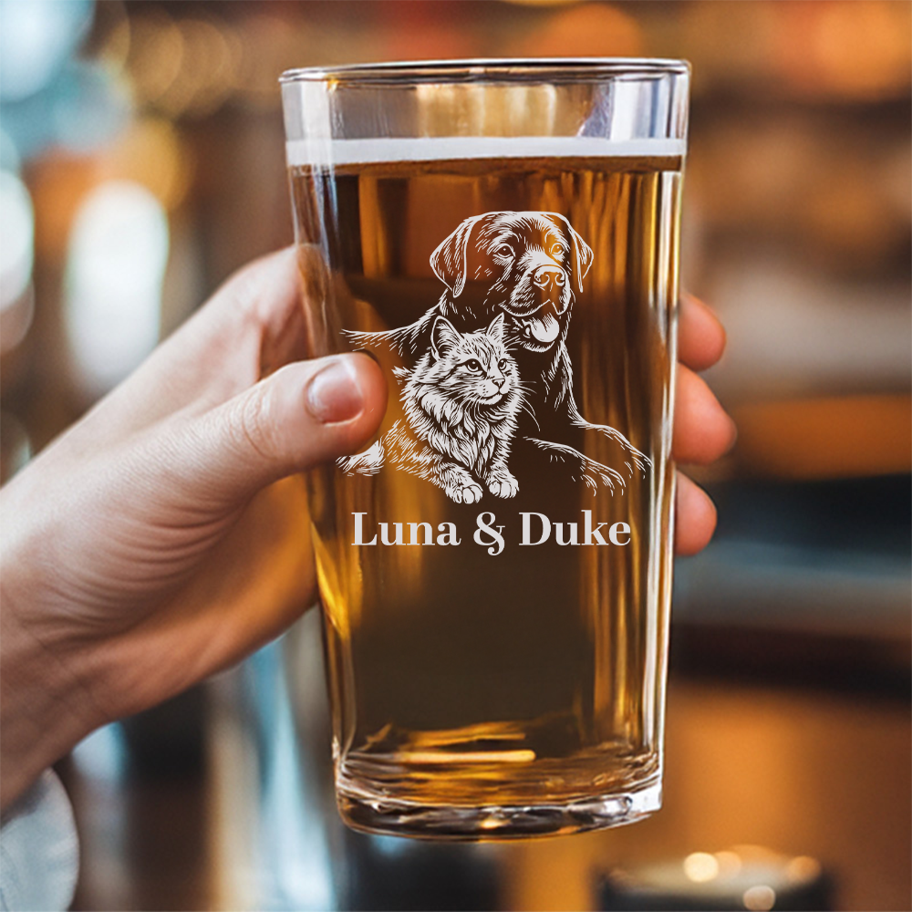 Custom Photo Dog Beer Glasses Using Pet Photo | Custom Pet Pint Glasses | Personalized Dog Beer Glass TNNGL25