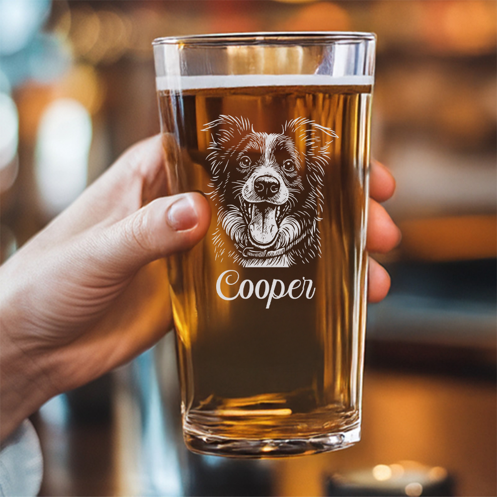 Custom Photo Dog Beer Glasses | Custom Pint Glass with Your Dog's Photo | Dog Photo On Pint Glass TNNGL22
