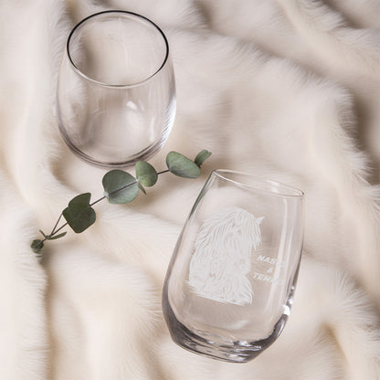 Custom Photo Horse Stemless Wine Glass | Personalized Pet Photo Stemless Wine Glass | Gift For Pet Owners TNNGL53