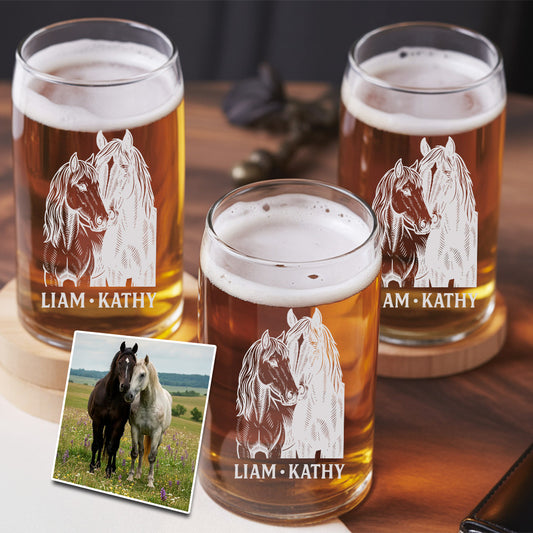 Custom Photo Horse Beer Can Glass | Personalized Gift for Pet Owners | Gift For Pet Lover TNNGL45