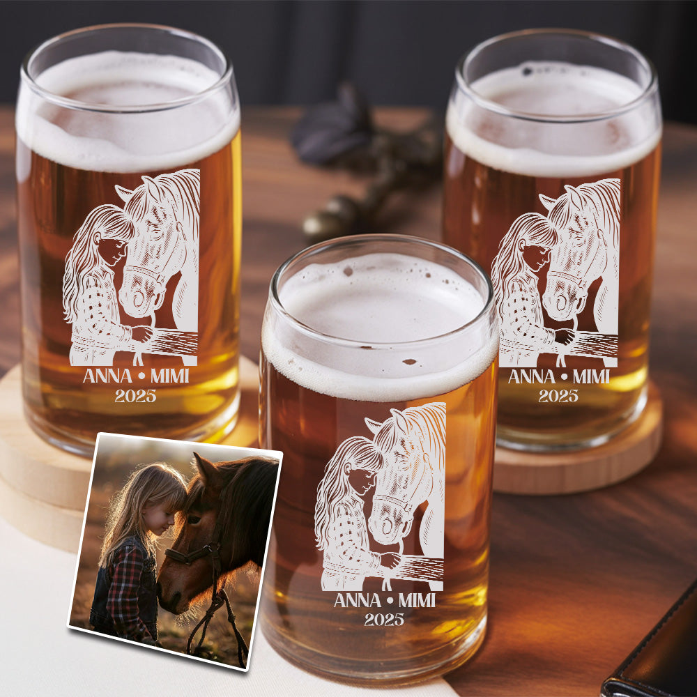 Custom Photo Horse Beer Can Glass | Personalized Gift for Pet Owners | Gift For Pet Lover TNNGL46
