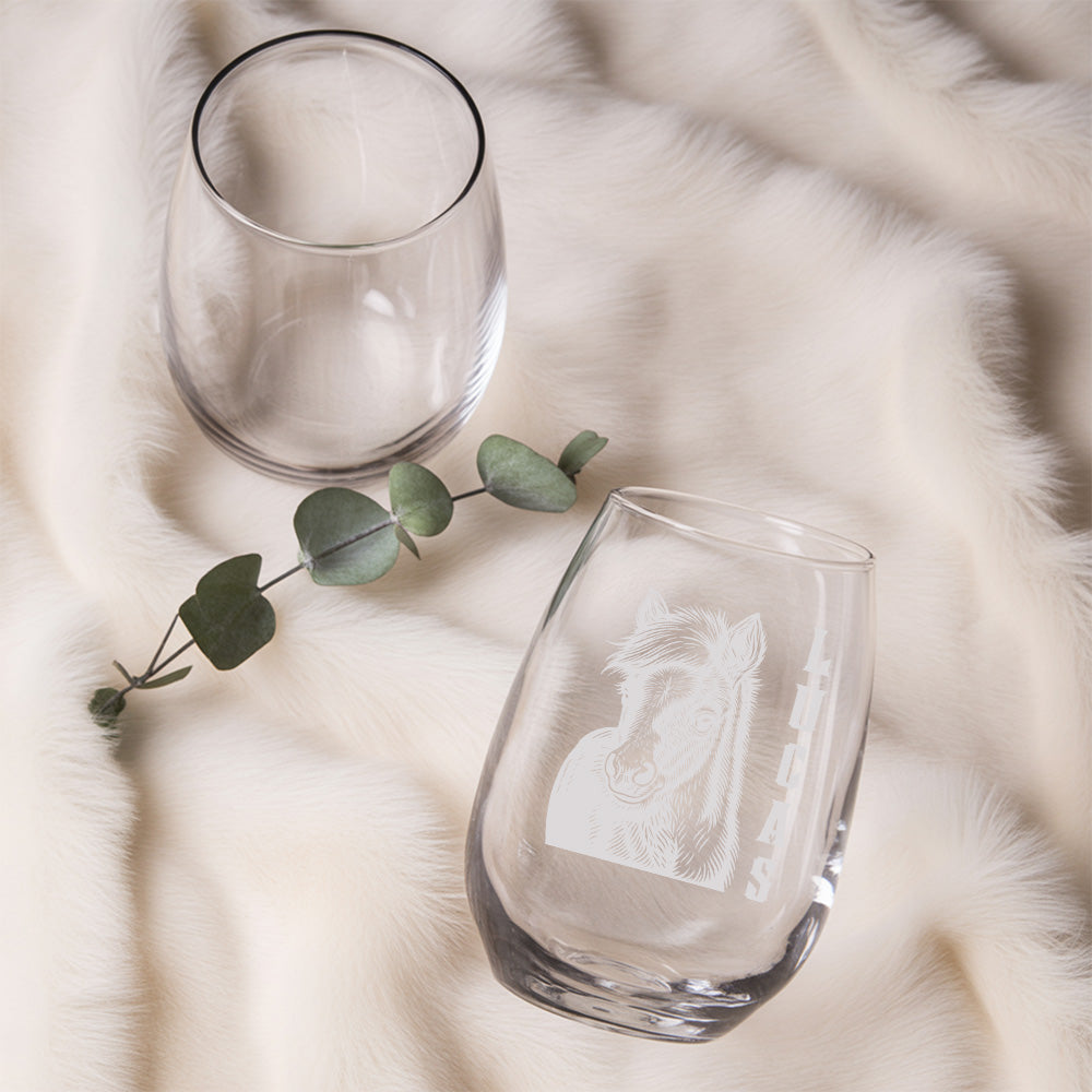 Custom Photo Horse Stemless Wine Glass | Personalized Pet Photo Stemless Wine Glass | Gift For Pet Owners TNNGL52