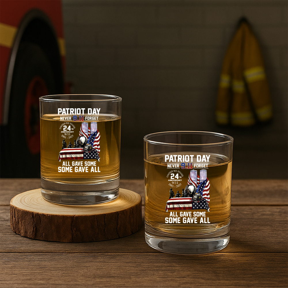 Personalized Patriot Day Never Forget All Gave Some Some Gave All 24 Year Anniversary Decanter Set, Gift For Fireman, First Responder Gift TNN044