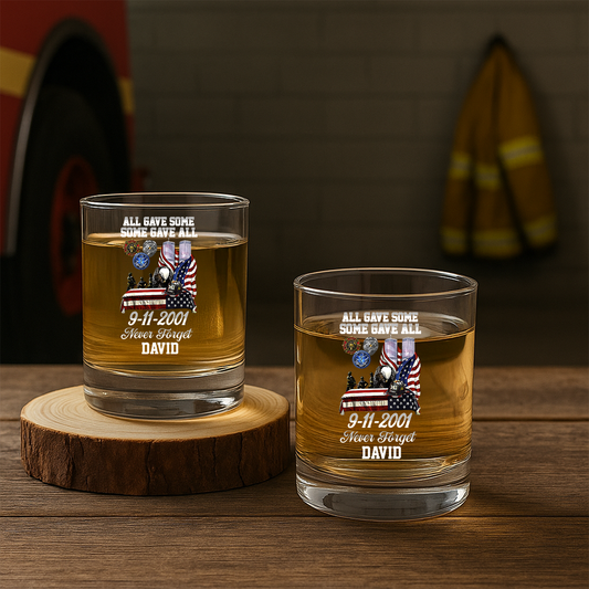 Personalized All Gave Some Some Gave All 9-11-2001 Never Forget Firefighter Decanter Set, Gift For Fireman, First Responder Gift TNN046