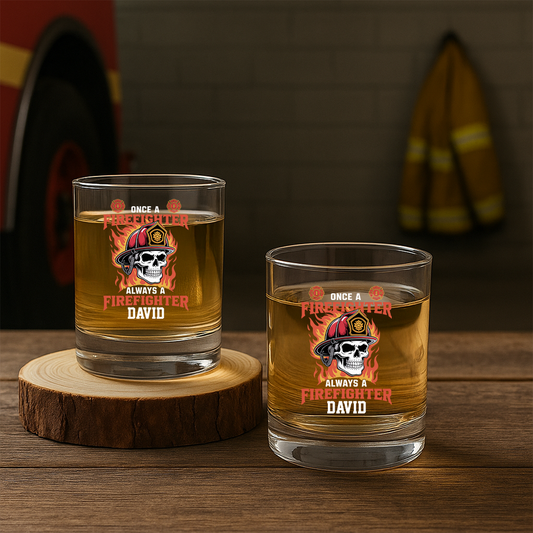 Personalized Once A Firefighter Always A Firefighter Decanter Set, Gift For Fireman, First Responder Gift TNN050