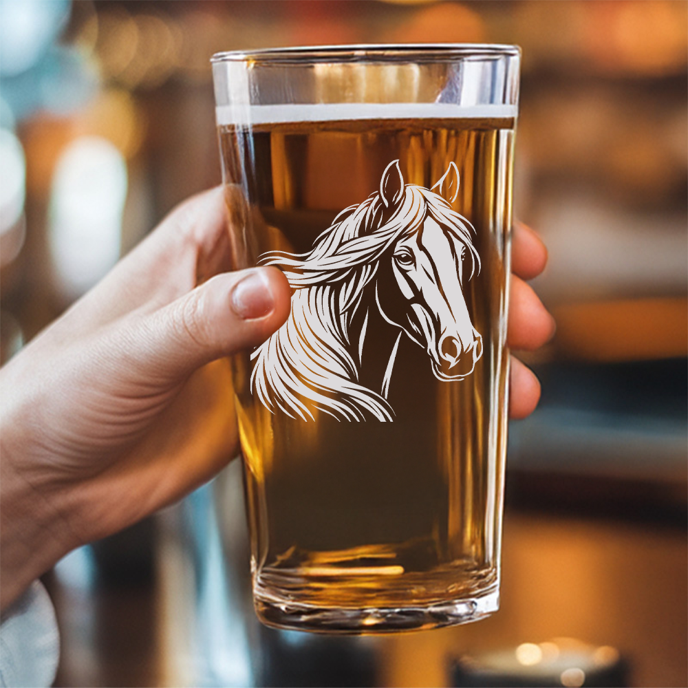 Custom Photo Horse Pint Glass – Personalized Gift for Horse Lovers THUC99H03