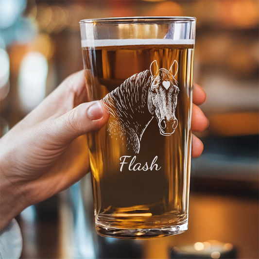Custom Photo Horse Beer Glasses | Personalized Horse Pint Glass | Gift for Horse Owners TNNGL18