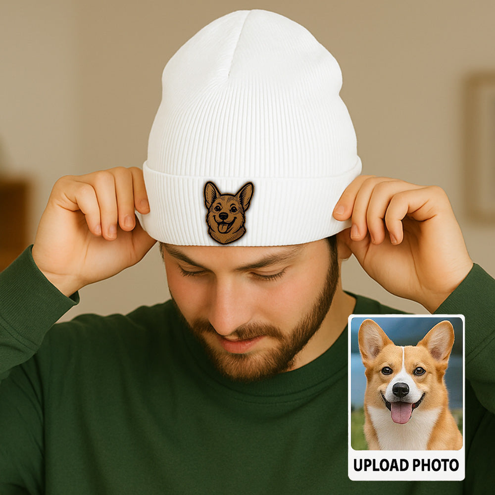 Custom Dog  Beanie Hat – Personalized Winter Knit Hat with Your Pet’s Photo, Cute Pet Owner Gift TH99B04