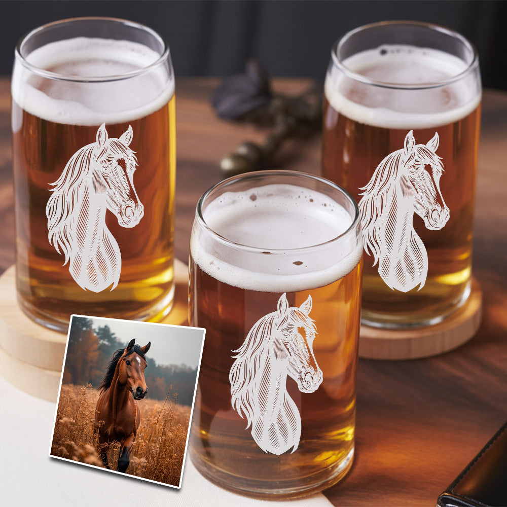 Custom Photo Horse Beer Can Glass | Personalized Gift for Pet Owners | Gift For Pet Lover TNNGL48