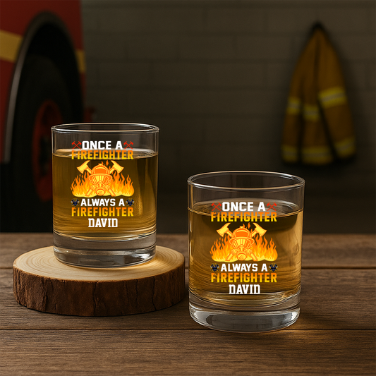 Personalized Once A Firefighter Always A Firefighter Decanter Set, Gift For Fireman, First Responder Gift TNN052