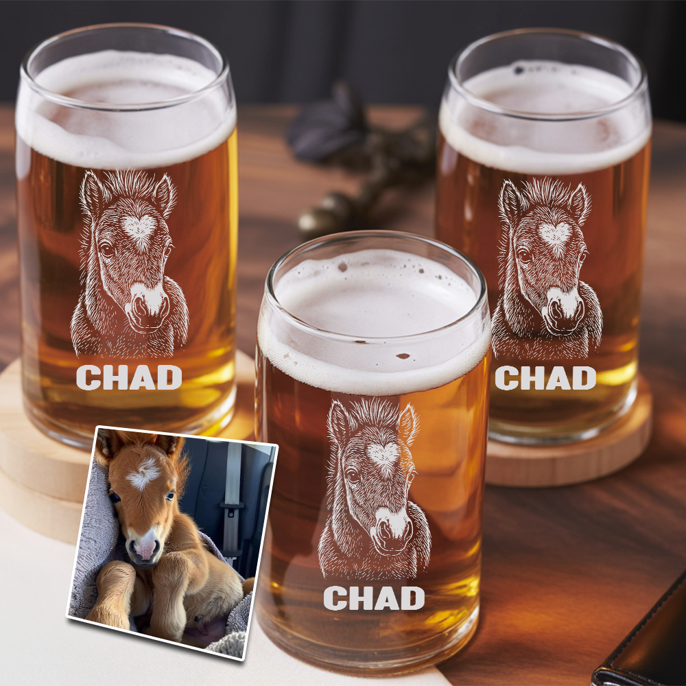 Custom Photo Horse Beer Can Glass | Personalized Gift for Pet Owners | Gift For Pet Lover TNNGL02