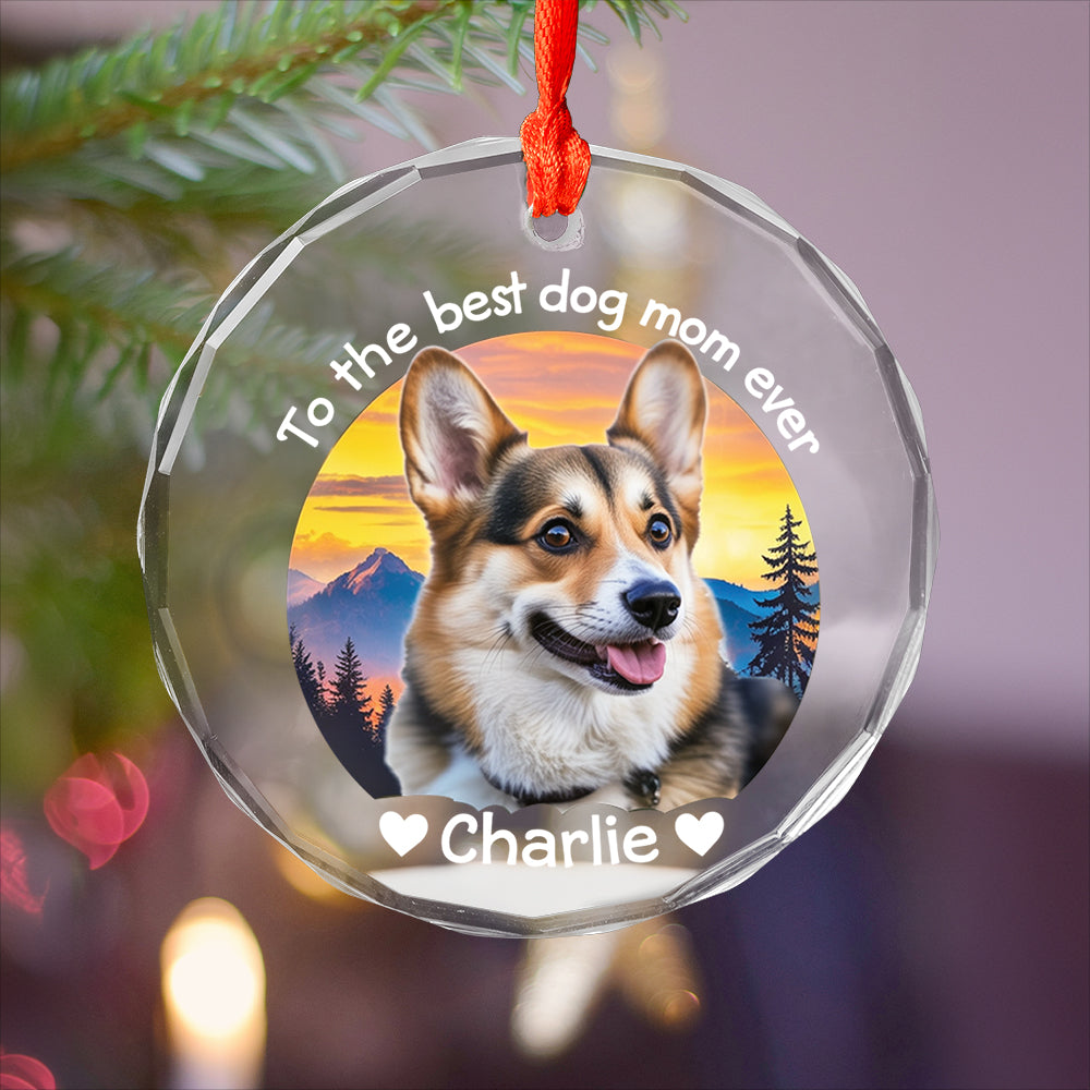 Custom Photo To the Best Pet Parent Ever – Round Glass Ornament