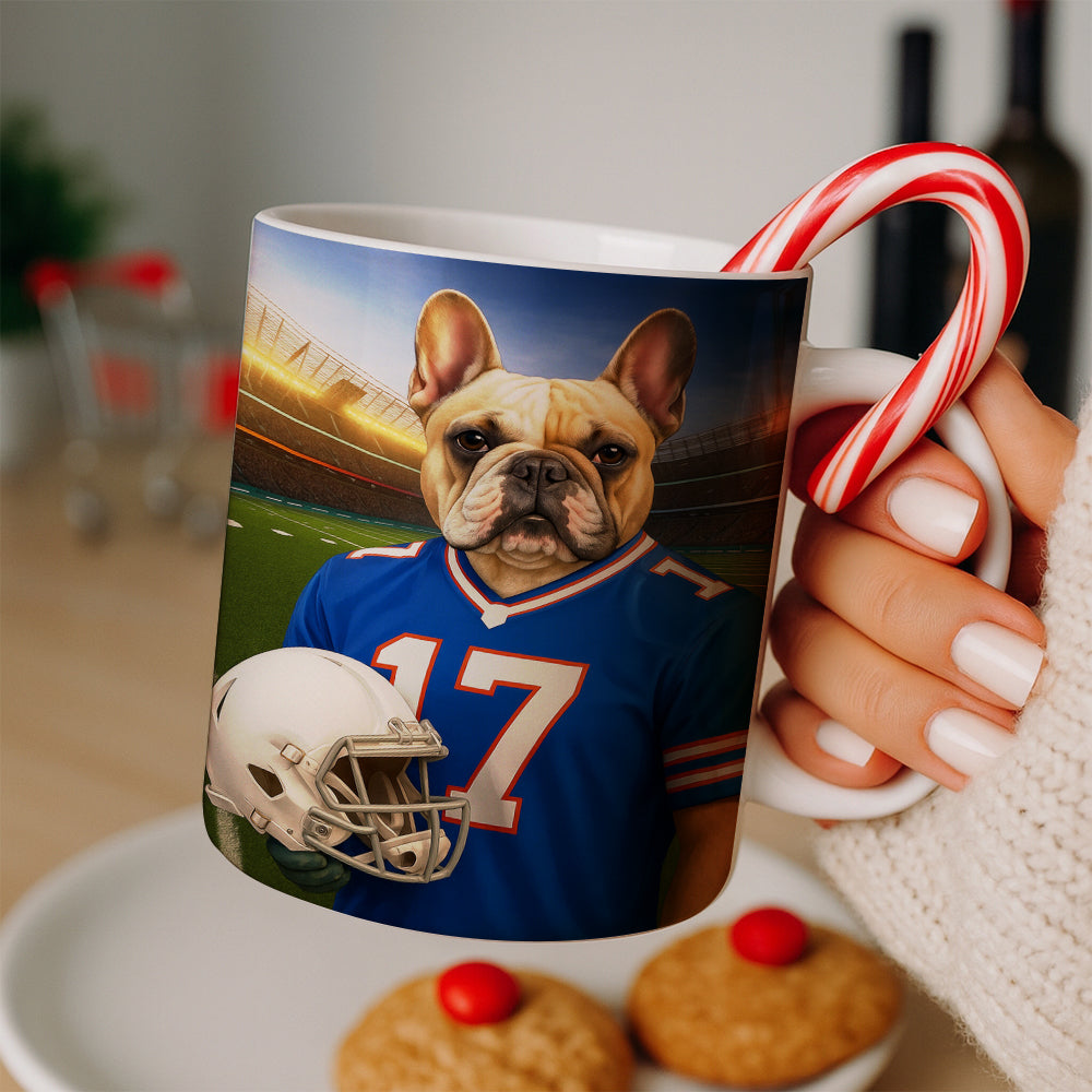 Custom Dog Photo Football Style Mug _ Gift For Dog Lovers