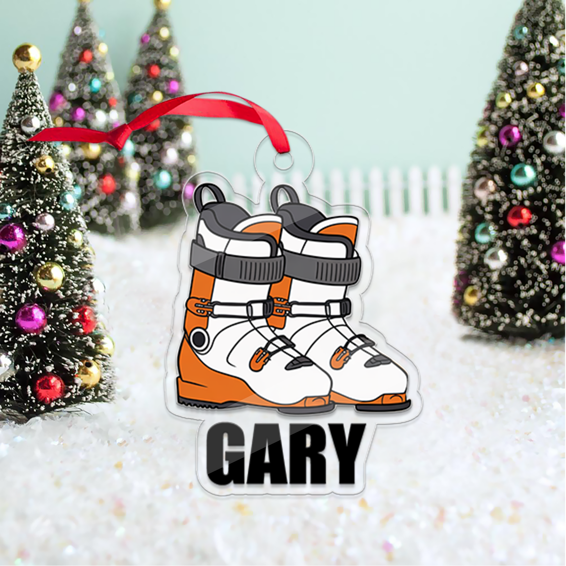 Custom Name Ski Boots Christmas Ornament 2 Acrylic Ornament Christmas Gift