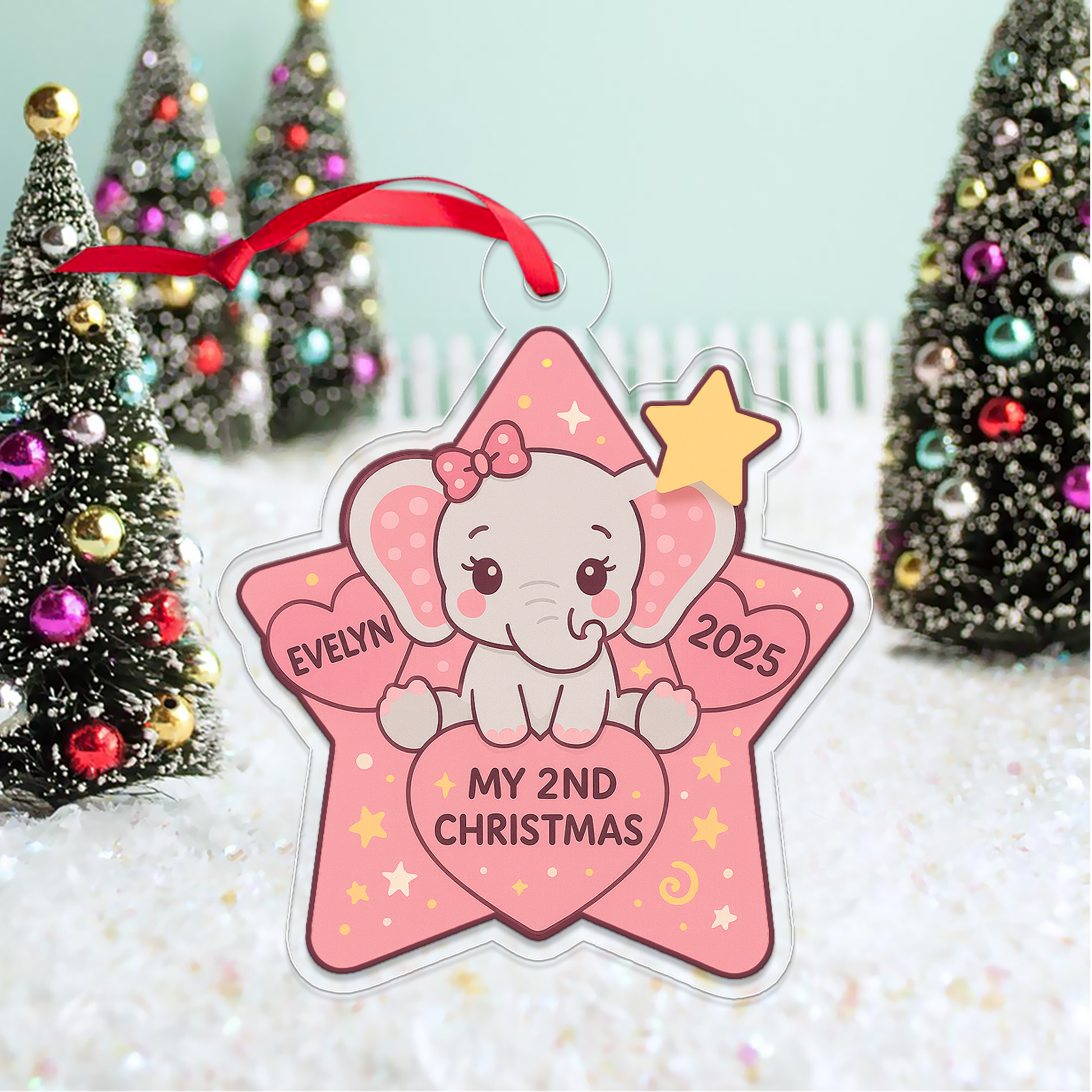 Personalized Elephant Ornament, Christmas Decor, Elephant Christmas Home Decor, Elephant Gift, Custom Kids Gift, Elephant Baby Shower