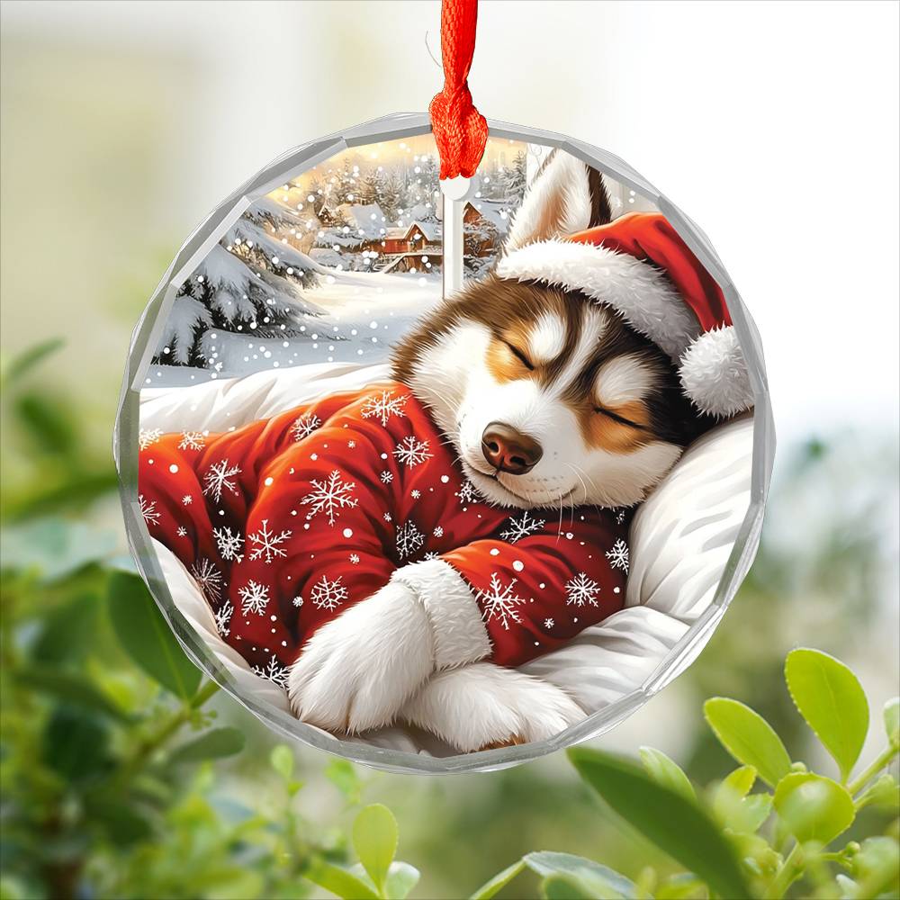Siberian Husky Dog Sleeping In Bed Design 2