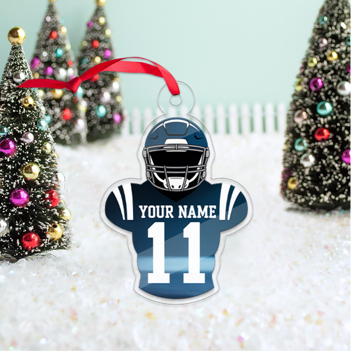 Custom Name American Football 2 Acrylic Ornament Christmas Gift