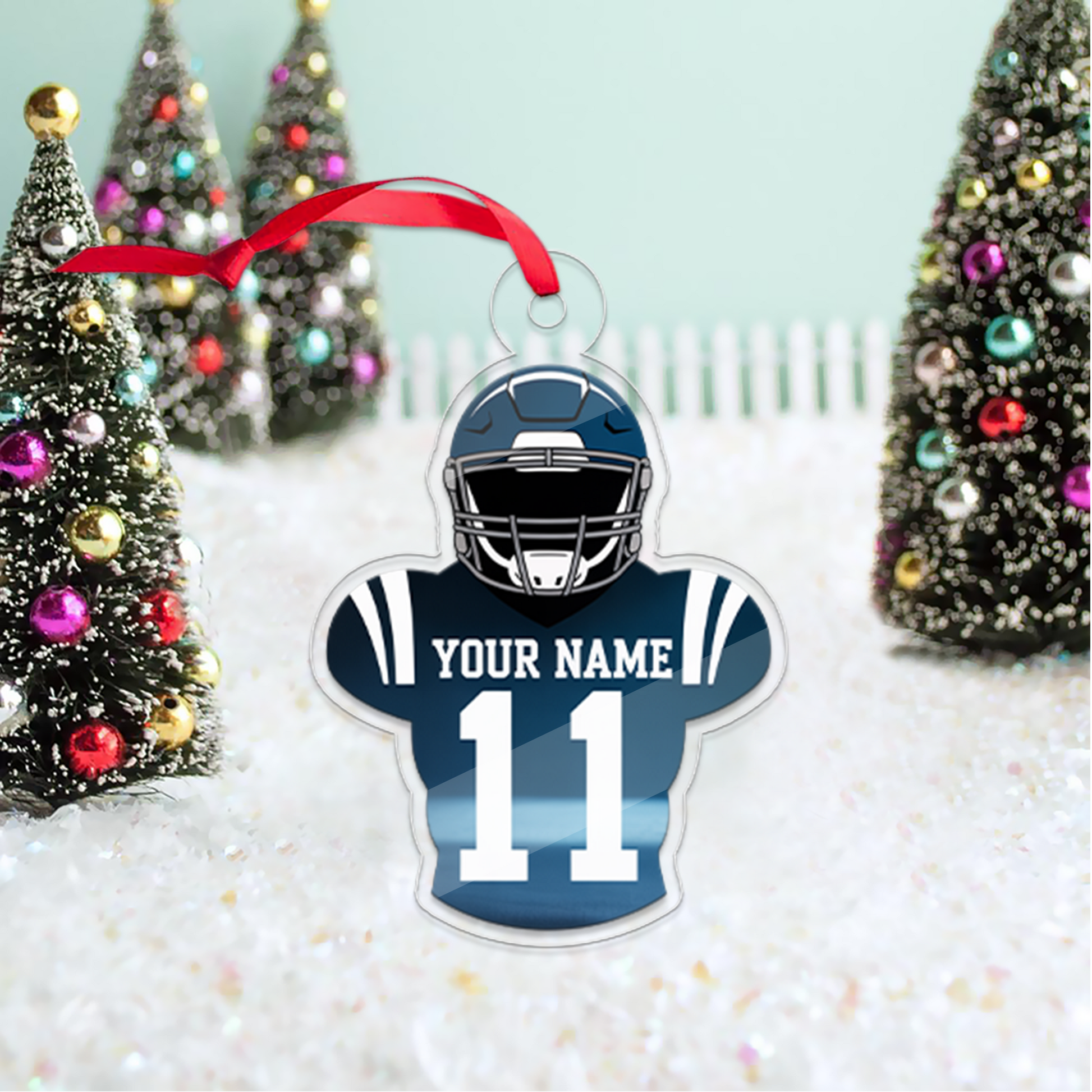 Custom Name American Football 2 Acrylic Ornament Christmas Gift