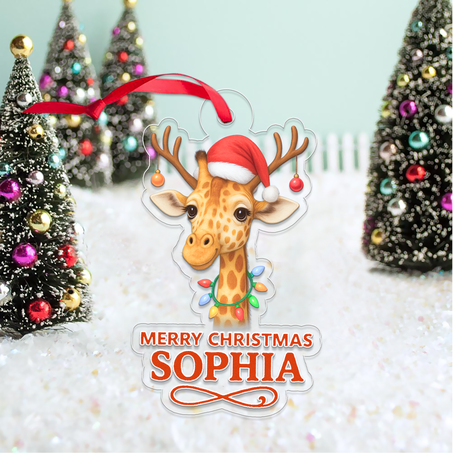 Custom Name Giraffe Merry Christmas2