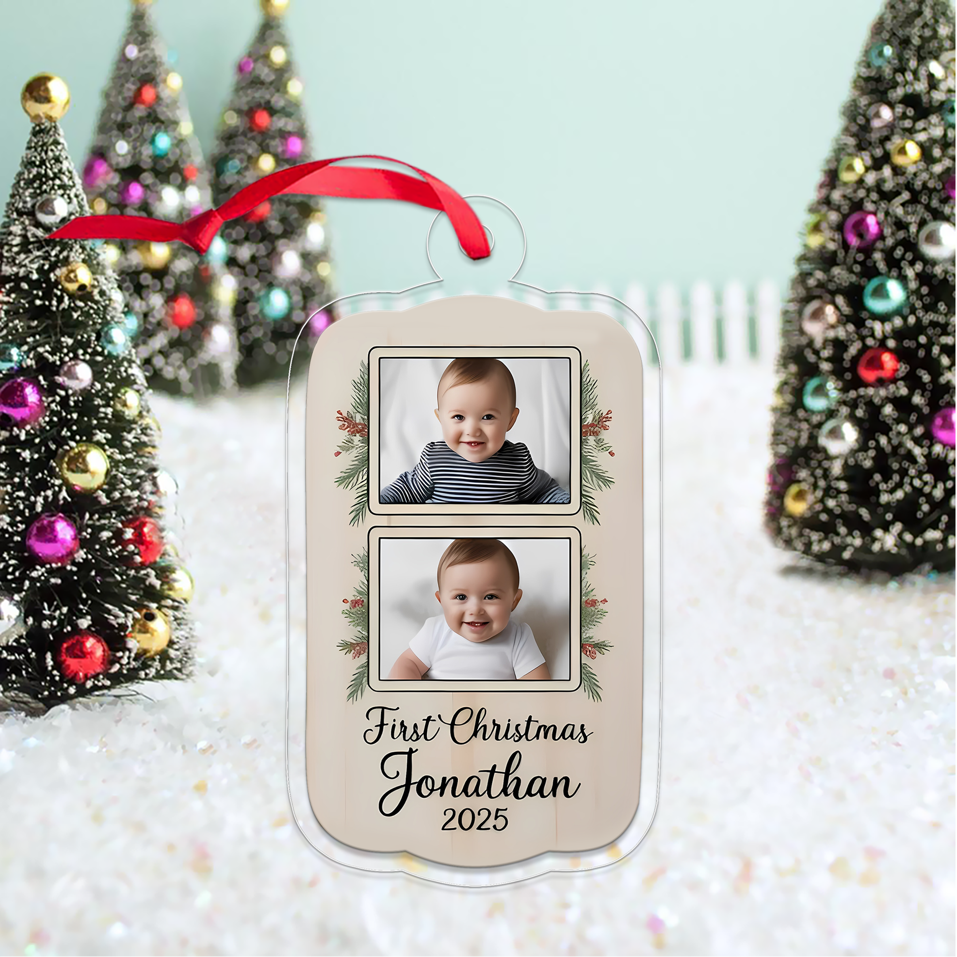 Custom Photo Baby Christmas Ornament, Personalized Newborn Gift, Baby Room Decor, Baby First Christmas Gift