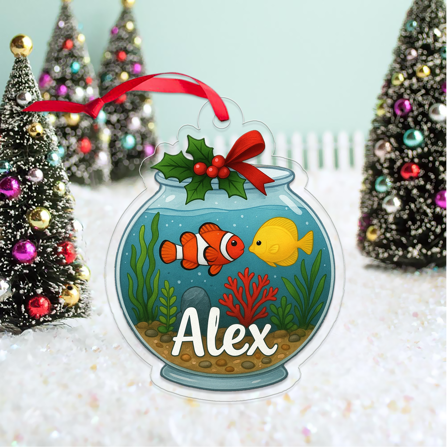 Personalized Fish Tank Christmas Ornament, Custom Aquarium Christmas Ornament, Custom Name Christmas Tree Ornament, Love Fish Ornament