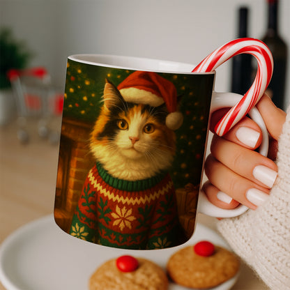 Custom Photo Cat Christmas Oufit Mug